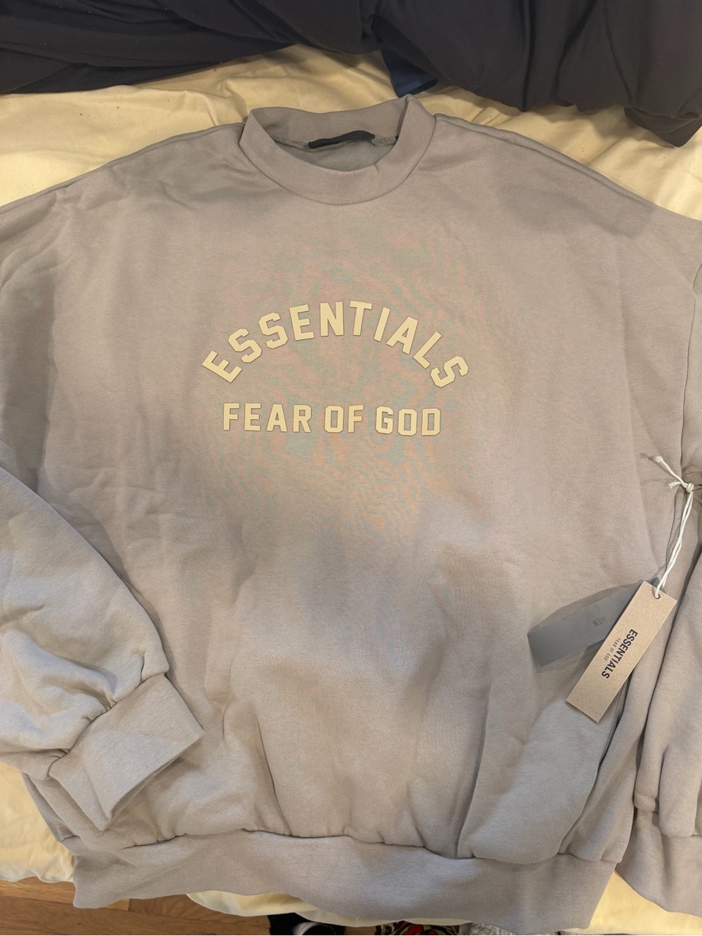 Fear of God Essentials Arch Logo Crewneck Sweatshirt w/ pockets - sand color
